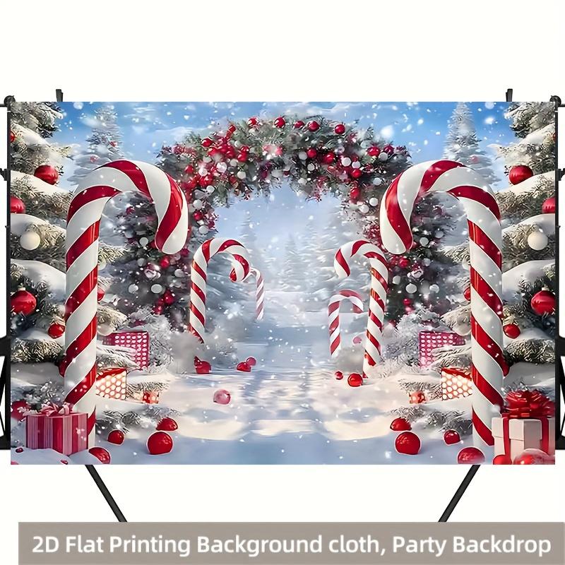 2D plane Christmas candy cane path background - a festive snowy winter scene Christmas decorations