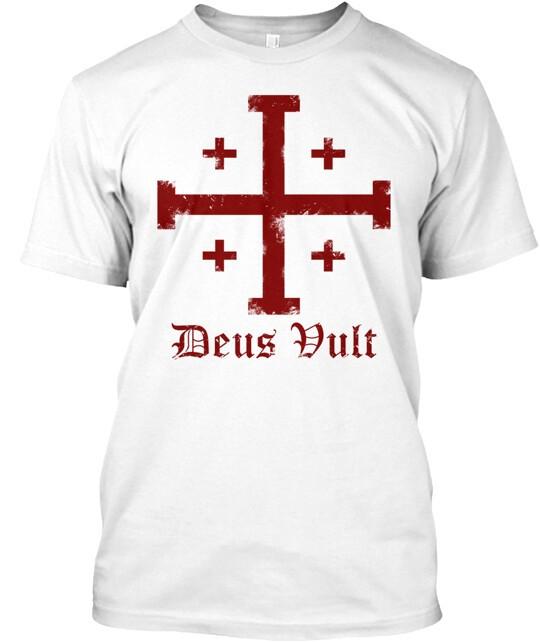 Deus Vult DEUS DULT Сделано в США Размеры от S до 5XL Унисекс Футболка