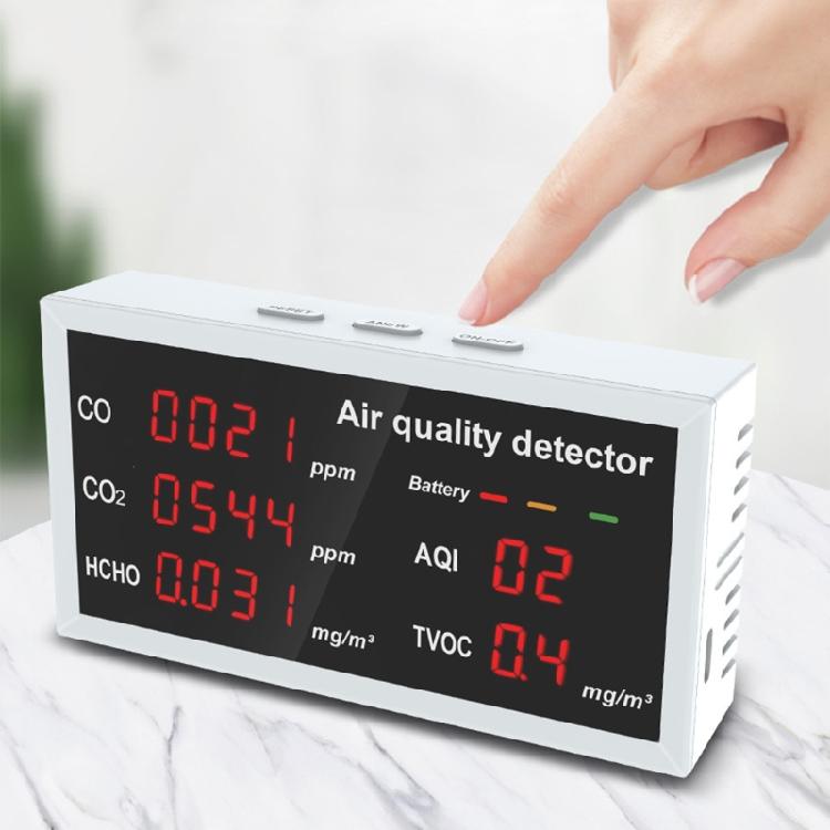 Монитор качества воздуха на формальдегид HCHO/TVOC/AQI/CO/CO2 5-в-1 Детектор газов в воздухе