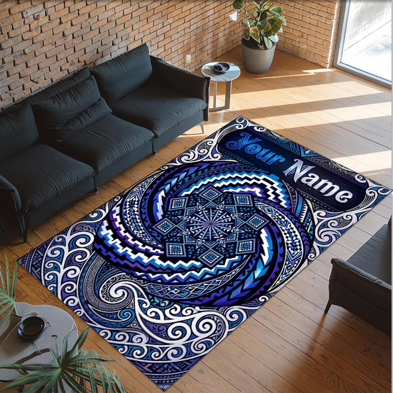 Mandala Theme Crystal Velvet Floor Rug Personalized Custom Name Text Warm Carpet Home Decoration