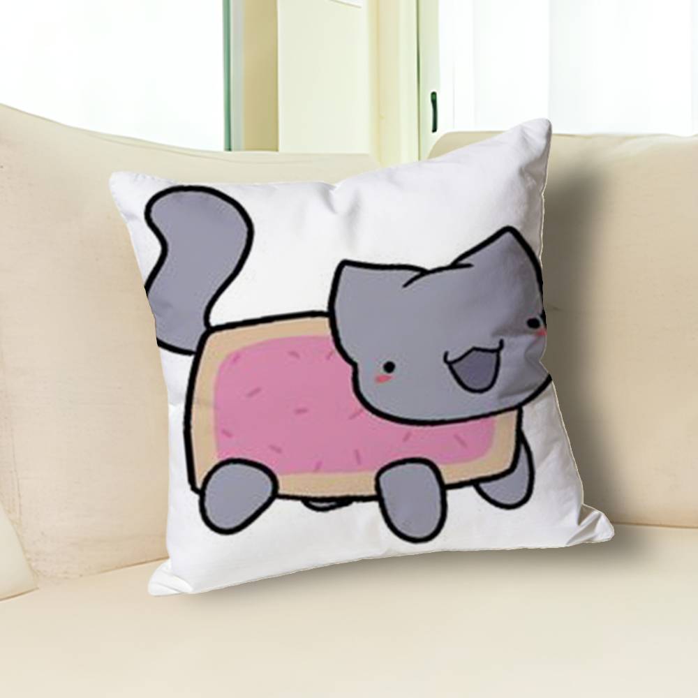 Забавные наволочки с котом N-Nyan для спальни, гостиной, дивана, домашнего декора, полиэстеровая наволочка на подушку с молнией
