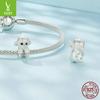 Cute Teddy 925 Sterling Silver Bracelet Beaded, Pet Puppy Dog Textured Bead Accessories