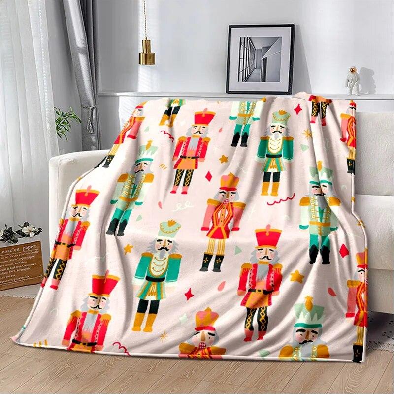 Мягкое плюшевое одеяло с 3D Щелкунчиком, рождественской елкой, фланелевое одеяло, одеяло для гостиной, спальни, кровати, дивана, чехол для пикника, детское одеяло