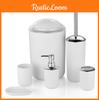 Bathroom Accessories Set Six Pieces Plastic Washroom Collection With Toothbrush Cup And Storage Solution