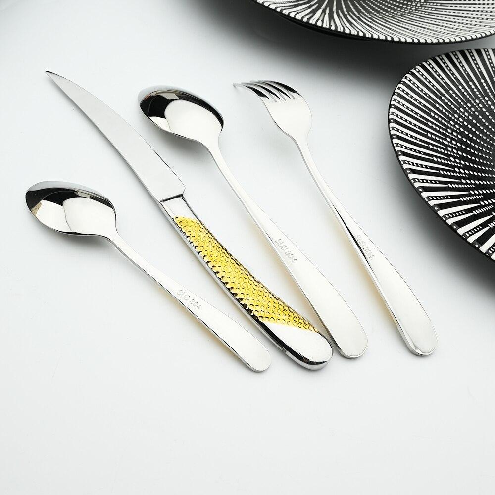Набор кухонной посуды Нержавеющая сталь Вилка Ложки Ножи Набор столовых приборов Золото 24/16 шт. Серебро Набор столовой посуды 18/10 Нержавеющая сталь