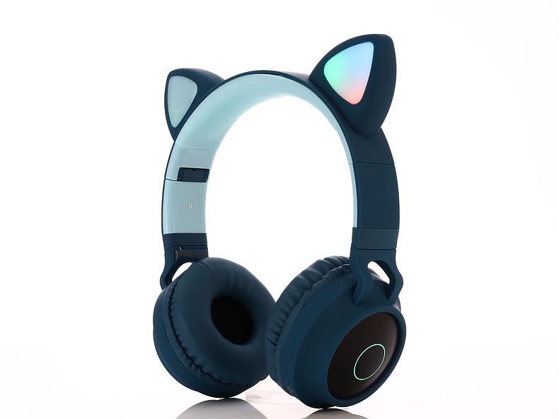 Светящаяся Bluetooth-гарнитура с кошачьими ушками: Беспроводные накладные наушники, совместимые с мобильными телефонами