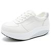 Women Platform Casual White Leather Elevator Shoes Thick Sole Height Increase Sneakers