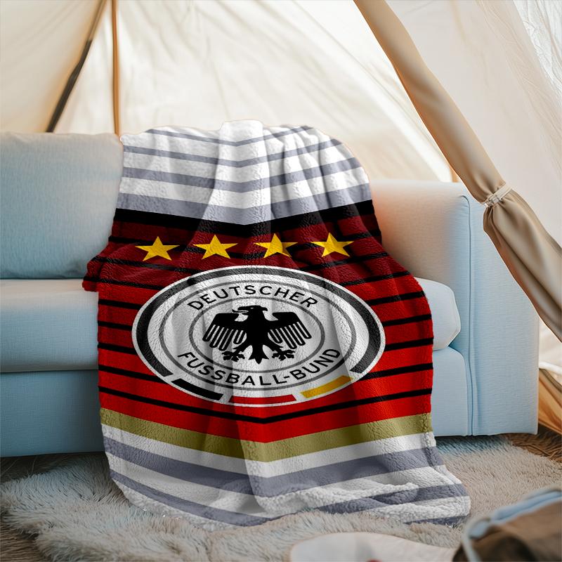 1PC German Football Emblem Printed Soft Flannel Blanket Throw for Adult Bedroom Living Room Sofa Camping Travel Fan gifts Christmas Gifts