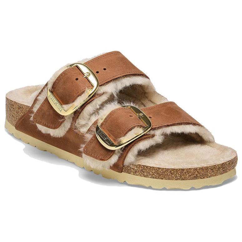 Birkenstock Кожаные шлепанцы-слайдеры женские светло-коричневые обычные 1025432