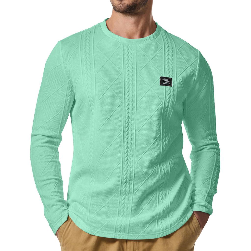 Мужская зимняя однотонная текстурированная толстовка с круглым вырезом, спортивная мужская толстовка большого размера в стиле кэжуал с круглым вырезом