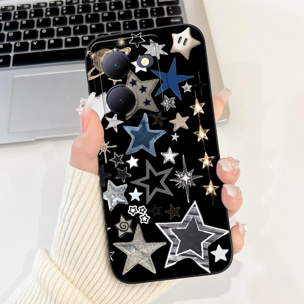 For Vivo Y36 5G V2248 Case For Vivo Y27 5G V2302 Cover Silicone Luxury Fashion Flowers Kawaii Cute Cat Funny Phone Case Bumper