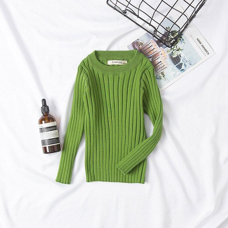 Autumn Spring Children's Knitted Round Collar Candy Colors Children Spring Clothes Girls Sweater Knitted Pullovers Sweater