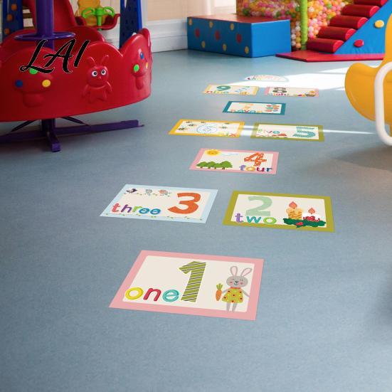 Non Residue Wall Stickers for School Number Hopscotch Floor Stickers English & Numbers Kids Learning Activity Space Decor Game Mat Colorful