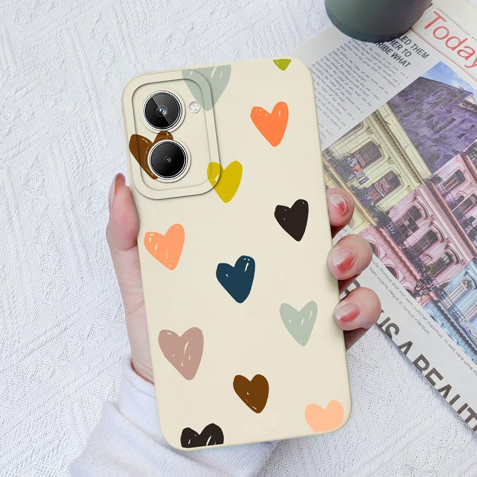 Чехлы с сердечками для OPPO Realme 5 6 7 8 9 10 Pro Pro + 5S 5i 6i Square Liquid, мягкий противоударный чехол для телефона, чехол для пары для OPPO Realme Fundas Coque