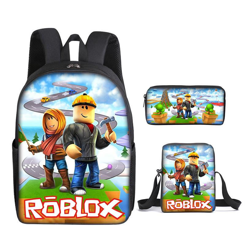 Roblox Школьный рюкзак Корейская версия для начальной и средней школы Рюкзак в стиле Ins Модный тренд Рюкзак Набор из трех предметов