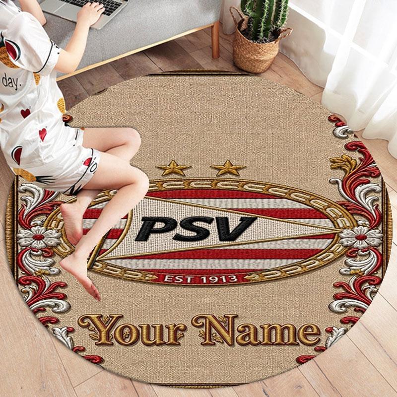 Philips Sport Vereniging Custom Name Round Area Rug,Carpet Rug for Living Room Bedroom Sofa Playroom Decor,Non-slip Floor Mat