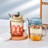 Portable Overnight Oat Glass Cup Water Mug With Spoon Breakfast Salad Can Yogurt Tumbler Heat Resistant Juice Milk Cup