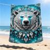 1pc Polar Bear Mandala Throw Blanket Polyester Fiber, Lightweight Flannel, Soft & Warm, All Season Use for Outdoor, Camping Digital Print