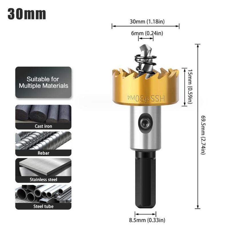 Комплект биметаллических кольцевых пил HSS со сверлами для резки металла, нержавеющей стали, железа и дерева, кольцевая пила