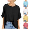 Women's Short Sleeve Dressy Solid Color Loose Top Summer Round Neck Loose Casual T-Shirt