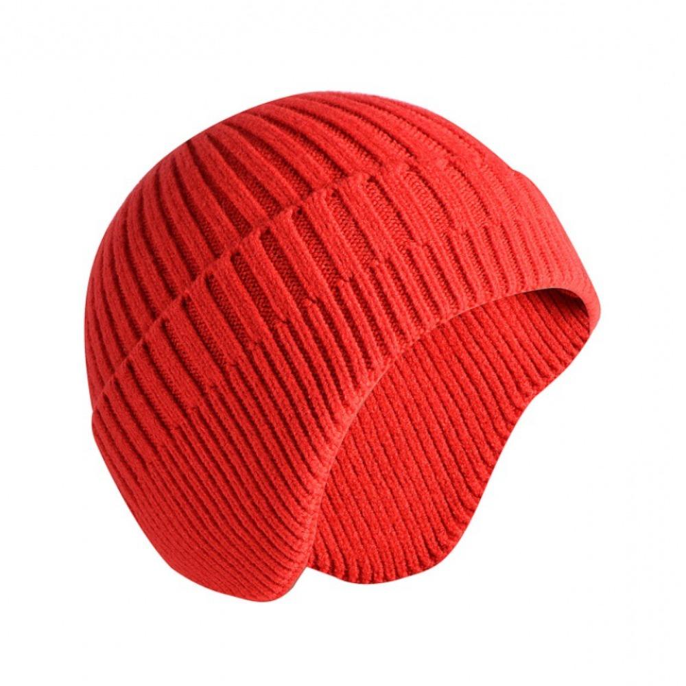 Thick Knitted Earmuff Hat Solid Color Warm Beanie Hat Fashion Winter Earmuff Cap Men Women