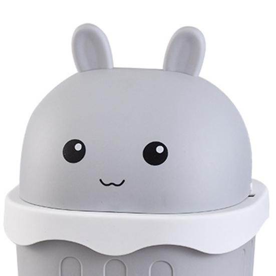 Desktop Trash Can with Lid Large Capacity Cartoon Shape Rectangle Creative Mini Garbage Can Waste Basket
