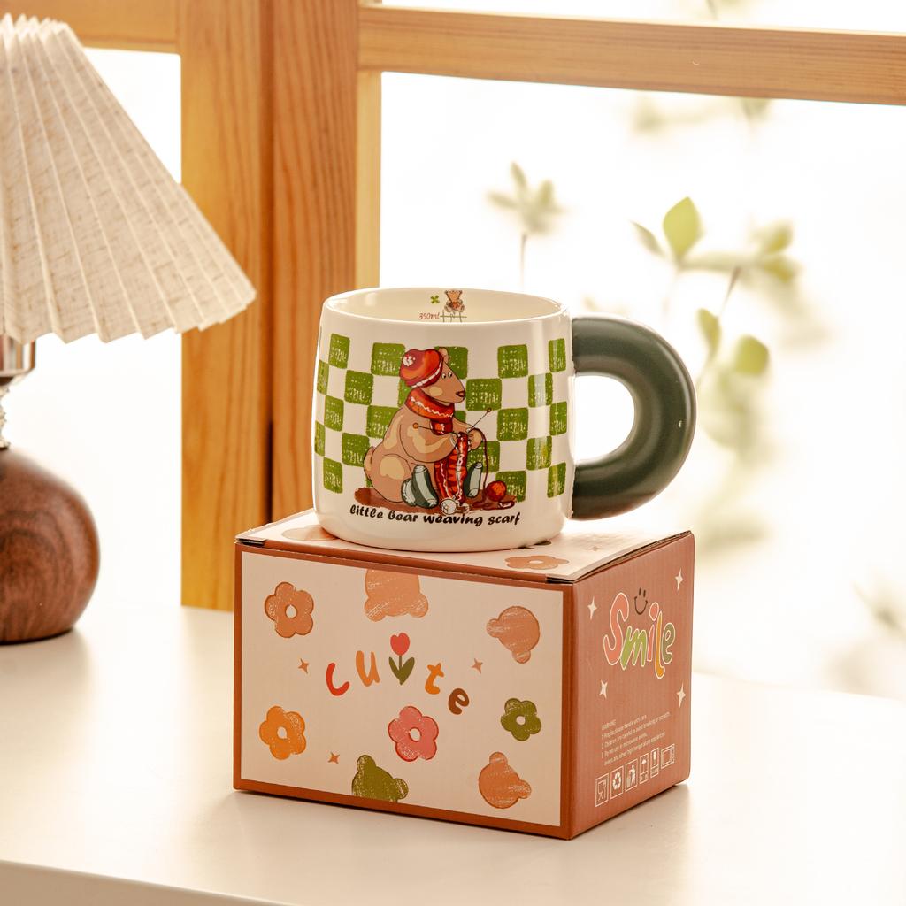 Кружка в стиле ретро Nordic Bear Milk, милая креативная подарочная кофейная керамическая чашка, подарочная чашка