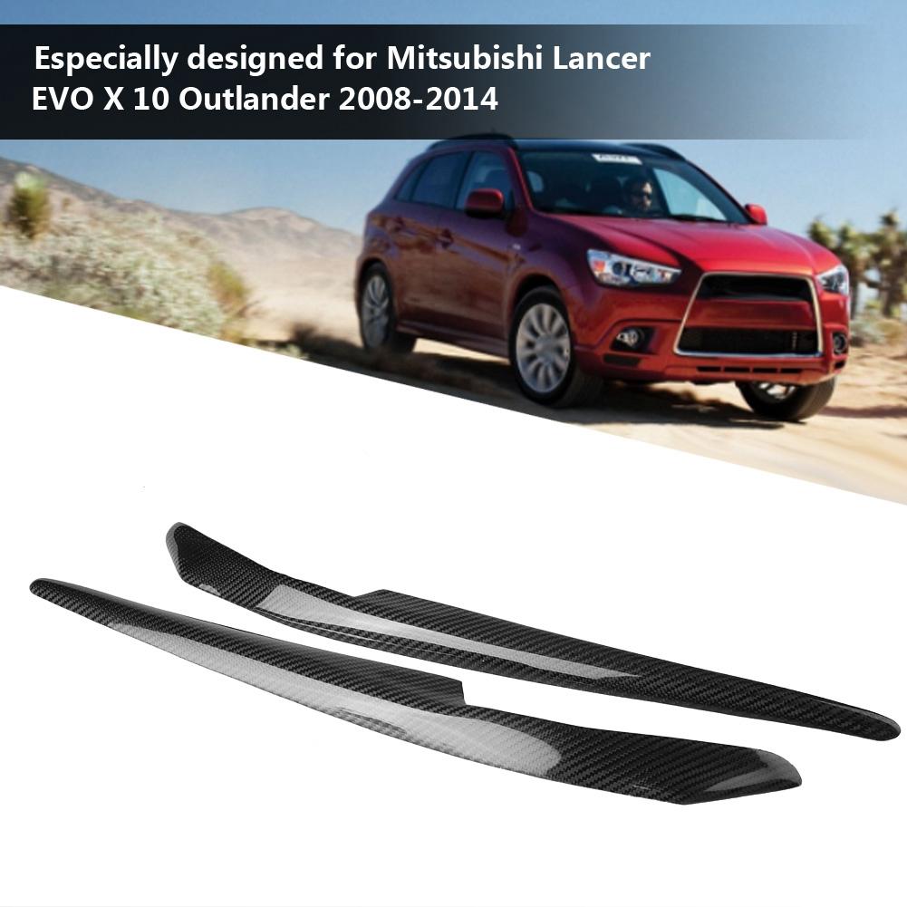 2Pcs Car Headlight Carbon Fiber Eyelids Eyebrows for Mitsubishi Lancer EVO X 10 2008 2014