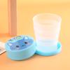 Складная чашка 100 мл с крышкой, портативная многоразовая пластиковая чашка для воды, мультяшная складная чашка для полоскания рта, чашка для питья на открытом воздухе