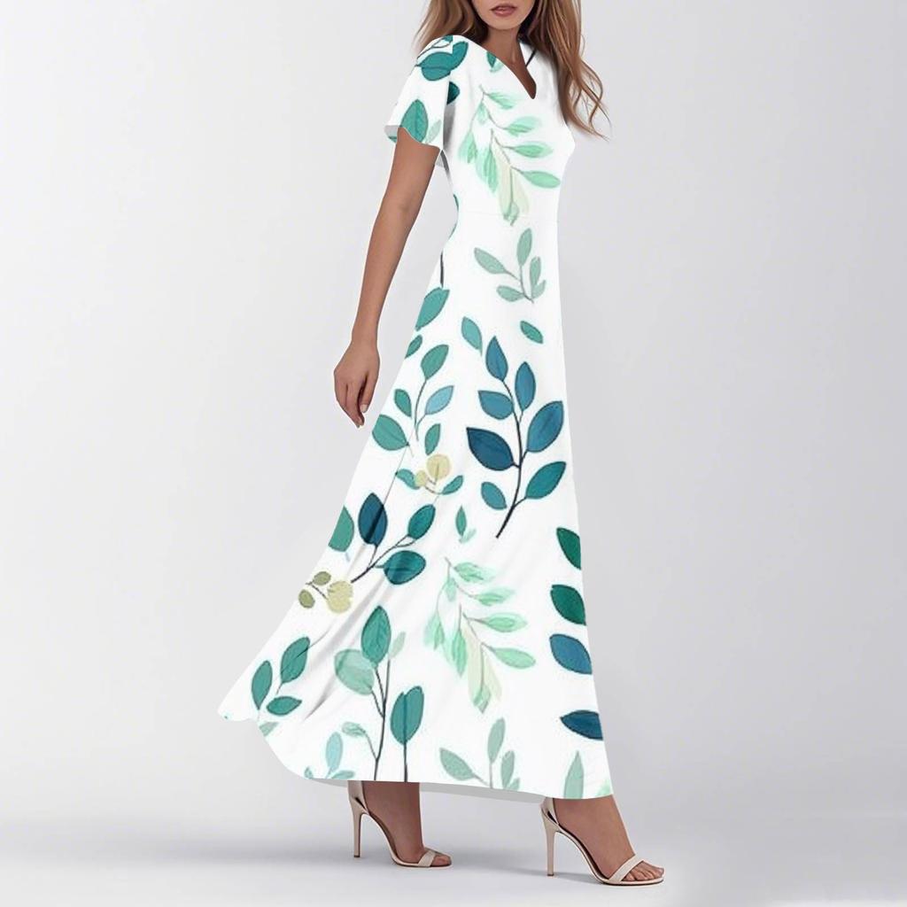 Женское летнее повседневное модное ретро-платье с цветочным принтом и коротким рукавом