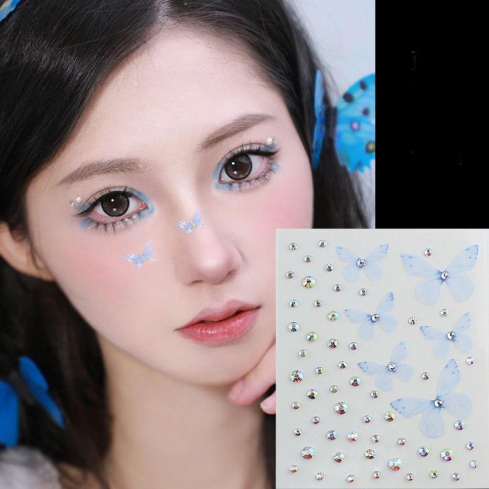 Самоклеящиеся наклейки из смолы наклеиваются на лицо, кристаллические наклейки для волос, макияжа лица