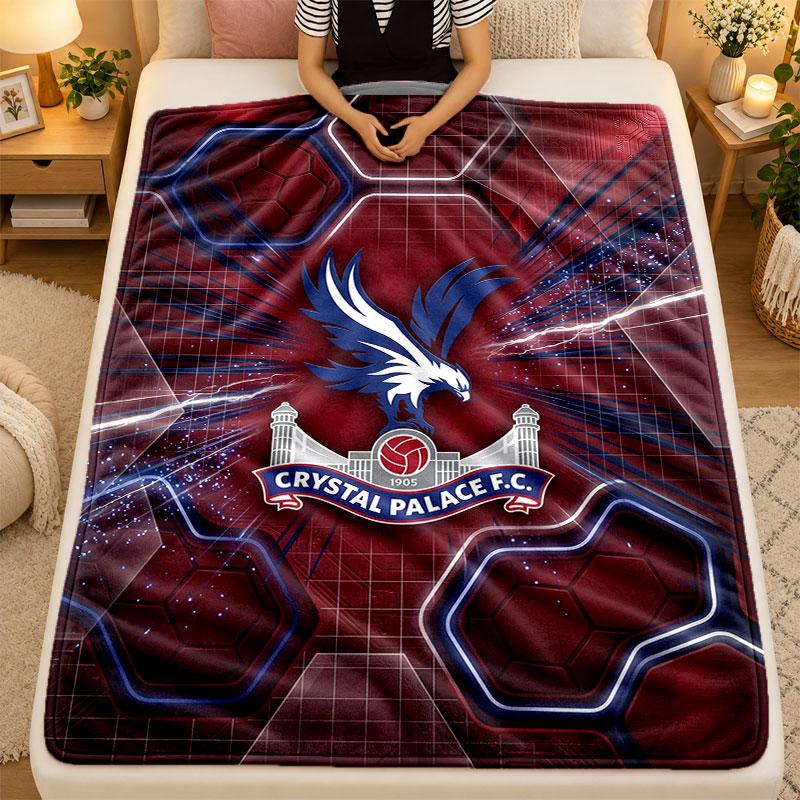 Flannel BlanketCrystal Palace Football Warm Soft Throw Blanket for Indoor Sofa Bed Living Room Use