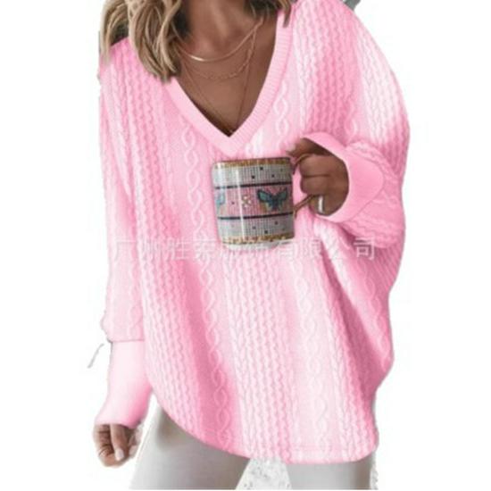 2025 European & American Women's Solid Color Knit V-Neck Sweater