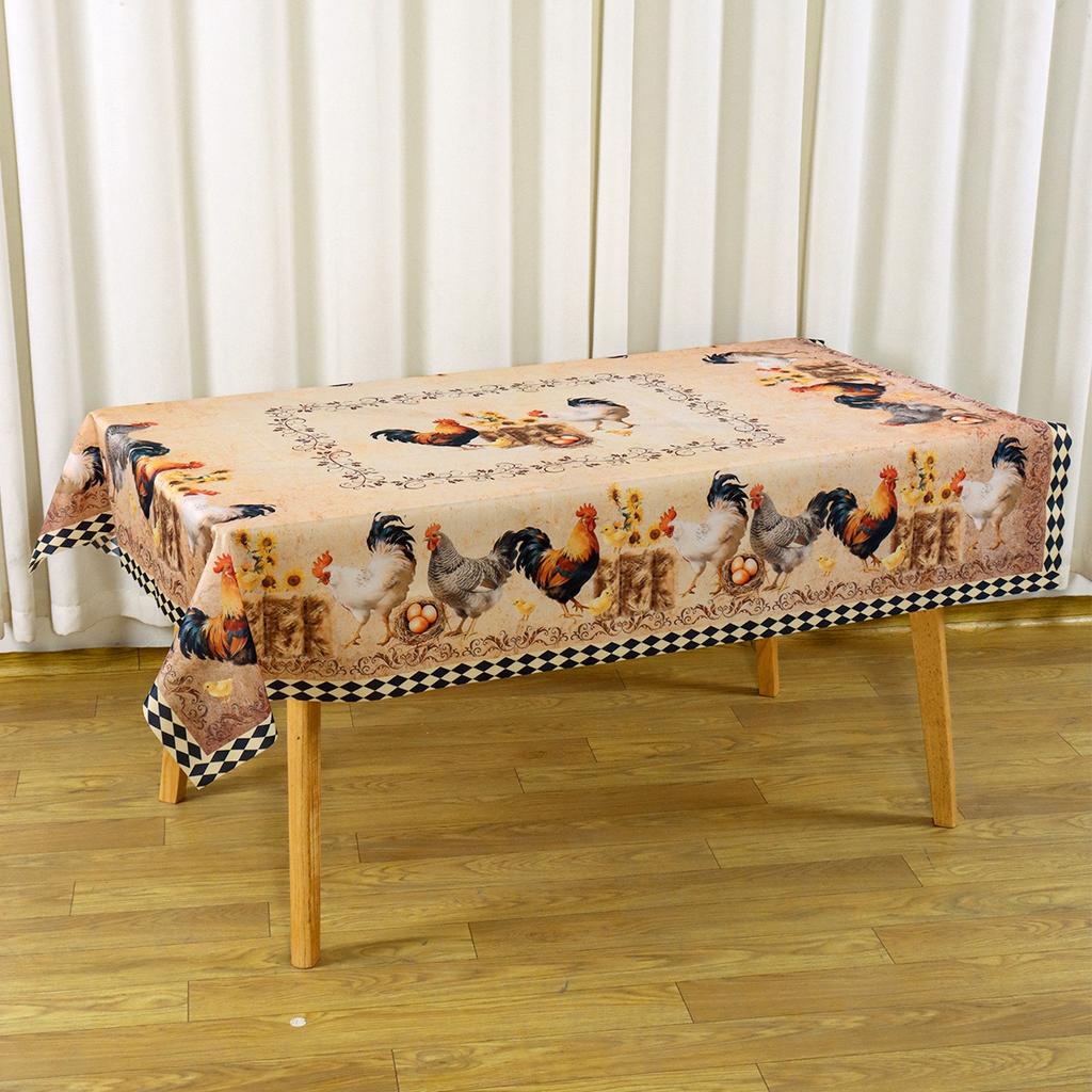 1pc Rooster Tablecloth 140x180cm Rustic Chicken Rectangular Polyester Table Cover for Home Kirchen Dining Room Table Decor