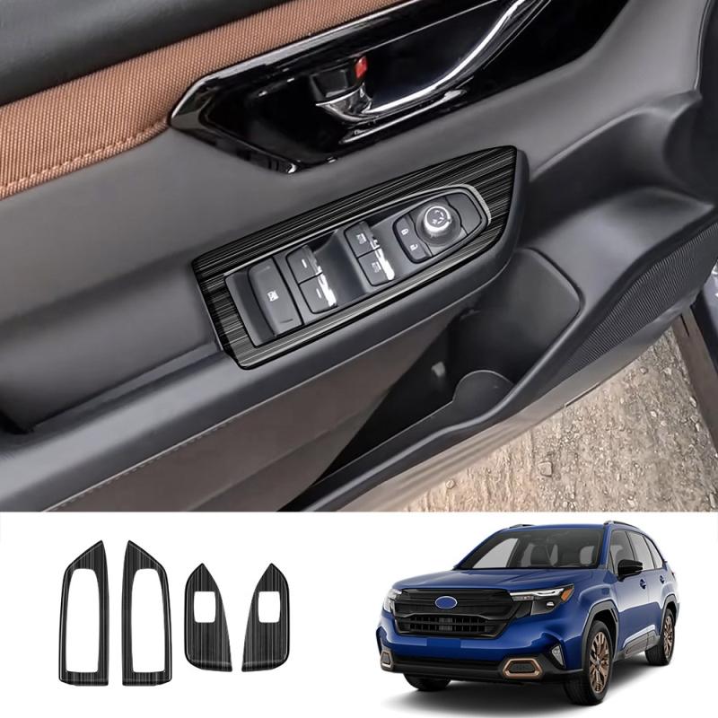 For Subaru Forester 2024 2025 2026 Stainless steel Interior window Switch Center Control Gear Shift Panle Front water cup cover