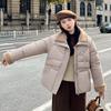 Модное однотонное хлопковое утепленное пальто с воротником-стойкой, теплая одежда для женщин