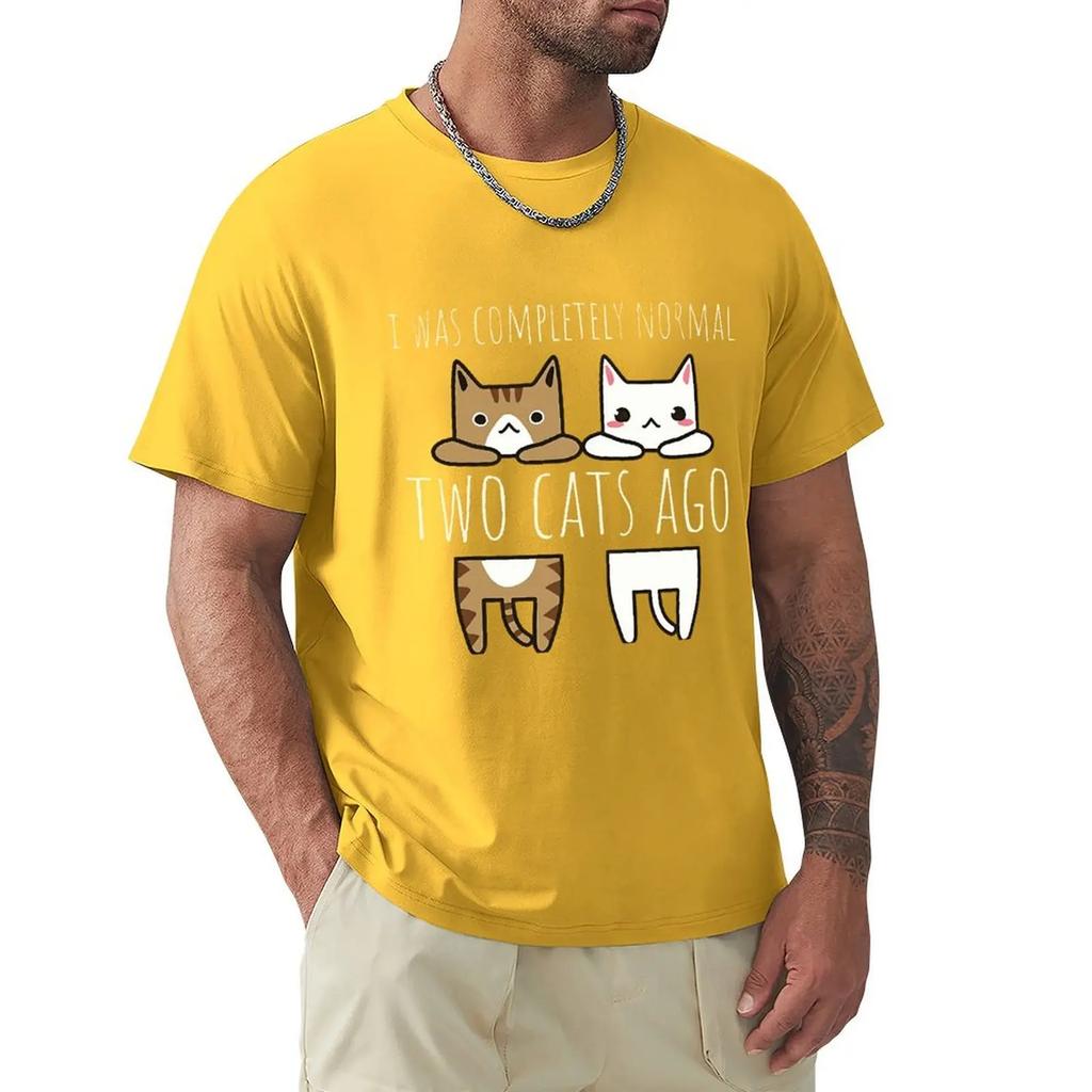 Я был совершенно нормальным два кота назад мужские футболки дышащая одежда высококачественная футболка хип-хоп O-образный вырез хлопковая футболка мужская