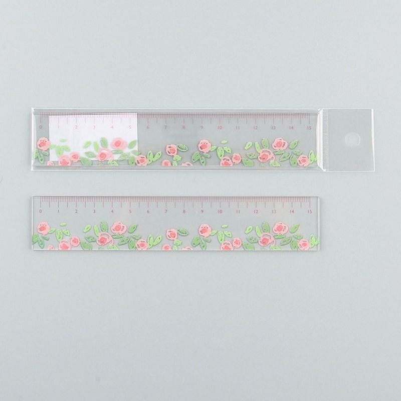 Creative Multifunction 15cm Straight Ruler Transparent Double-duty DIY Drawing Tools Acrylic Tulip Dividing Ruler Stationery