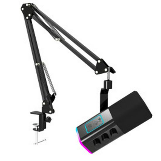 RGB Динамический USB-микрофон для игр, записи и пения с шумоподавлением и встроенной звуковой картой