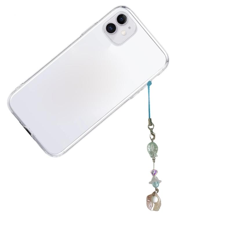 Adorable Beaded Phone Strap Chain Handcrafted Mobile Phone Accessories Pendant Unique Style Ocean Themed Gift for Girl