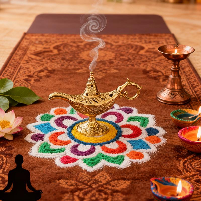 1 шт. Лампа Аладдина Форма Домашний декор Подставка для благовоний Домашний Сложный цветочный дизайн Праздничные подарки