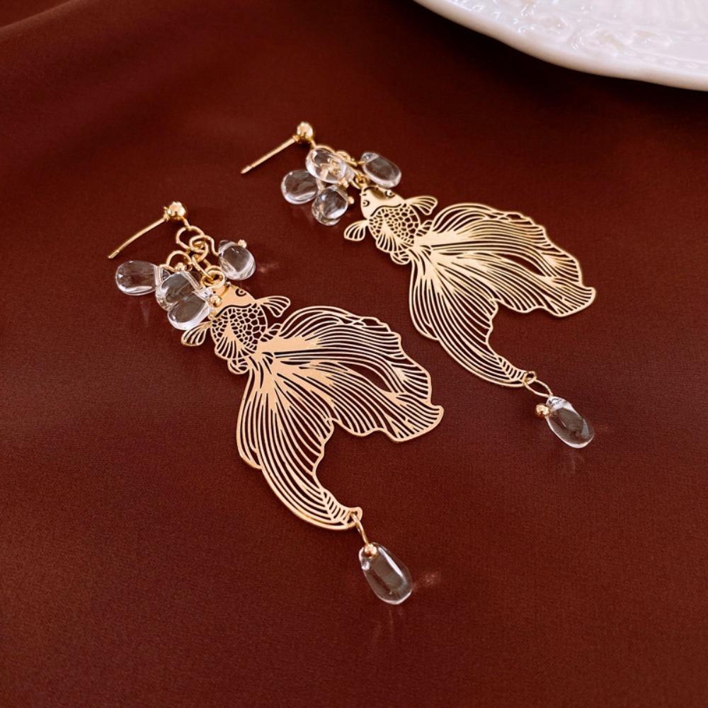 Accessories Goldfish Earrings Ear Jewelry Metal Dangle Earrings Creative Goldfish Eardrop Women