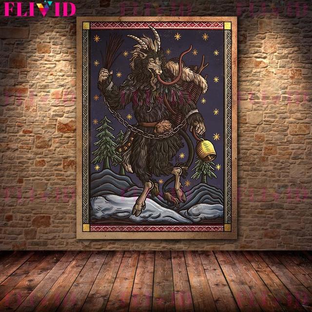 Существа из народных ужасов, настенное искусство в стиле ретро, картины маслом, ретро-искусство, плакаты и печатный домашний декор без рамок