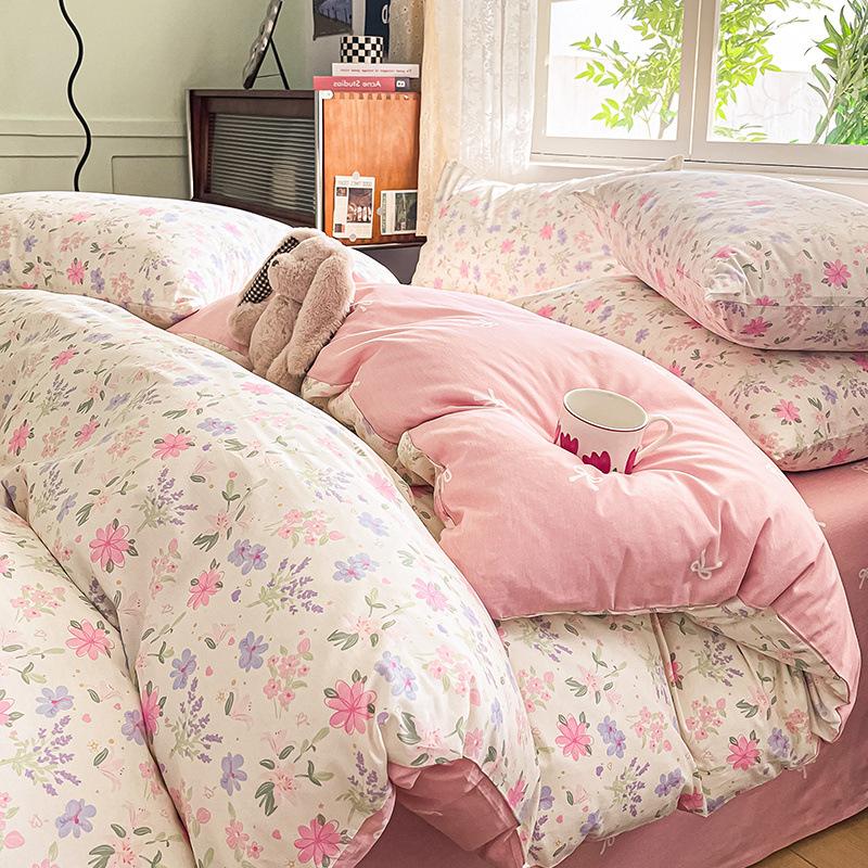 Комплект из четырех предметов из хлопка, кровать из чистого хлопка, пододеяльник, простыня, комплект из трех предметов для спальни, постельное белье