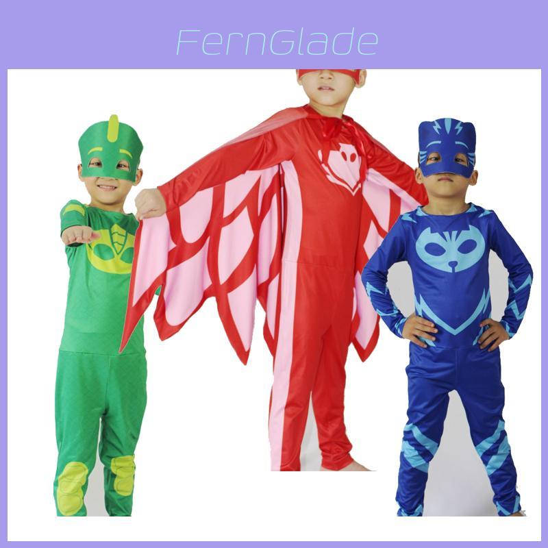 Костюм PJ Masks от Noblekids с красочным комбинезоном Кэтбоя, Совы и Гекко для детей