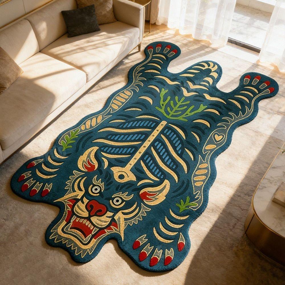 2D Flat Tiger Tiger Carpet Non Slip Creative Floor Mat Creative Area Rug Living Room