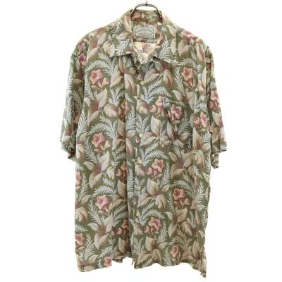 American Eagle Outfitters 90-е Рубашка из смесового льна с цветочным принтом, рукав три четверти, открытый воротник, мужская, б/у