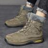 Winter Men's Genuine Leather Boots Warm Snow Boots High-top Outdoor Plush Shoes Plus Size 39-46