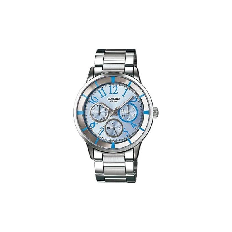 Casio СТАНДАРТНАЯ серия 50 метров водонепроницаемые модный стиль Кварцевые Стальной ремешок женские часы синий циферблат LTP-2084D-2BVDF