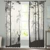 Тюлевые шторы с силуэтом оленя и сосны для гостиной, прозрачные шторы для спальни, кухни, оконные занавески